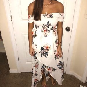 white maxi floral dress